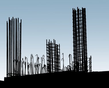 Reinforcing steel in construction site clipart