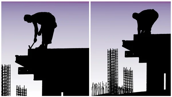 Trabalhadores da construção colocar cofragem — Fotografia de Stock