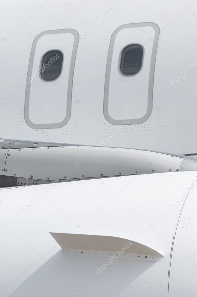 Windows of an airplane outside