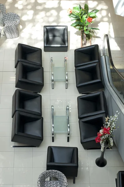 Luxurious black chairs in a bar — Stok fotoğraf