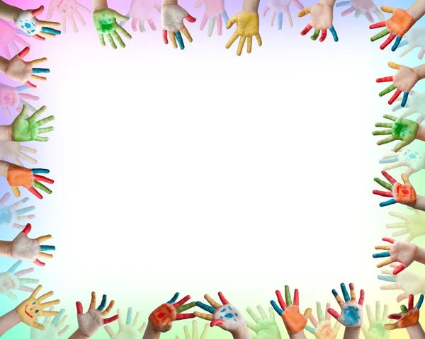 Mãos coloridas pintadas — Fotografia de Stock