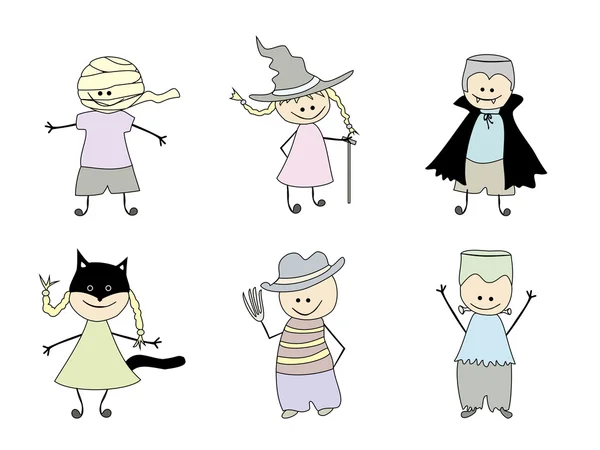 Дети в костюмах на Хэллоуин — стоковый вектор