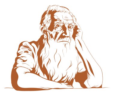 Sad old man clipart