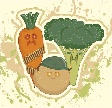 Military vegetables, potatoes, carrots, broccoli clipart