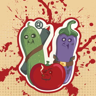 Military tomato, cucumber and eggplant clipart