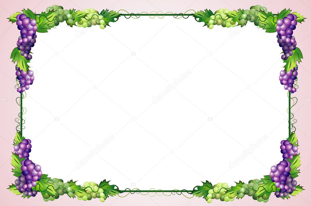 Decorative grapes border with place for text