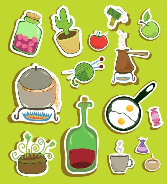 Сollection of stickers of household clipart