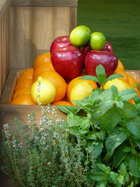 Biologisch fruit en kruiden — Stockfoto