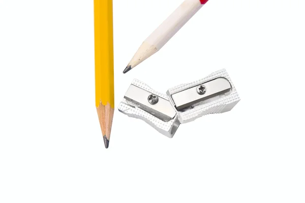 İki kurşun kalemler ve iki Bileme makineleri — Stok fotoğraf