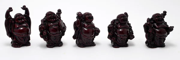Five Chinese Buddha on white background — Stock Photo, Image