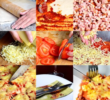 PIzza making collage clipart