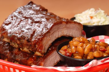 BBQ Ribs with beans and cole slaw clipart