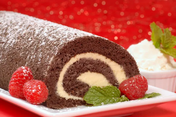 Christmas Buche de Noel cake — Stock Photo, Image