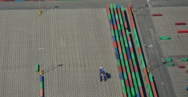 Aerial View of Shipping Port clipart