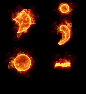 Fire alphabet symbols clipart