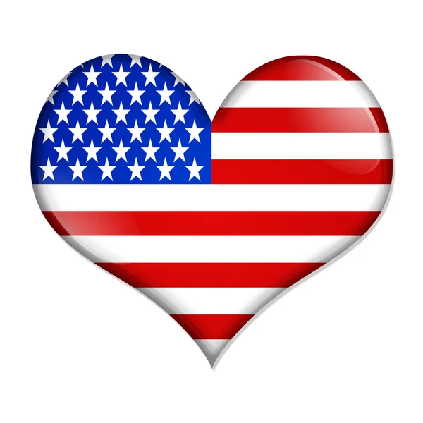 Eu amo EUA botão em forma de coração — Fotografia de Stock