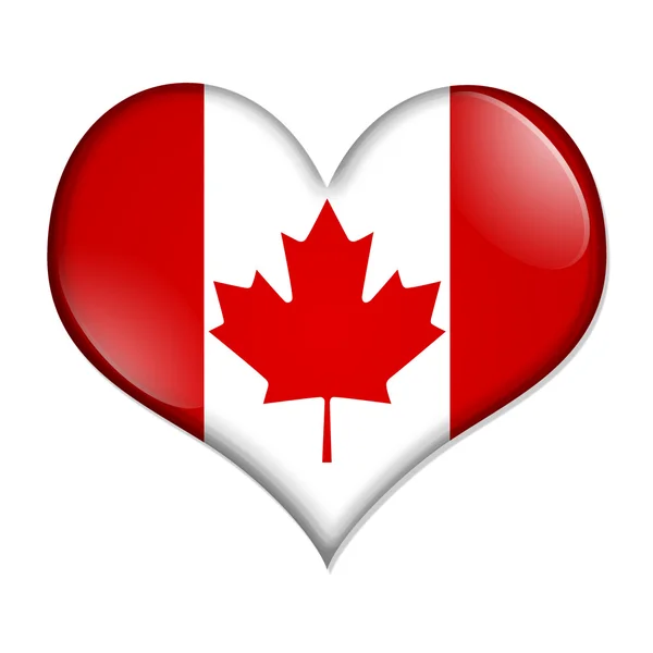 我爱加拿大心形按钮 — 图库照片