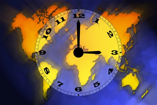 Weltkarte und Zeit — Stockfoto