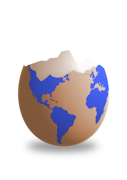 Weltkarte auf Ei — Stockfoto