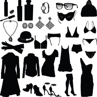 Decorative and feminine clothing items clipart
