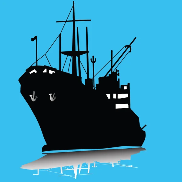 Cargo ship silhouette — Stock Photo, Image