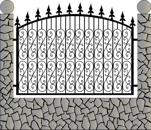 Iron fence with stone — Stock Photo, Image