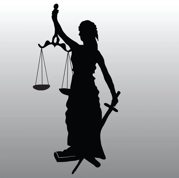 Силуэт статуи правосудия — стоковое фото