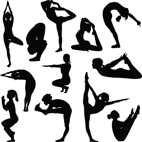 Verschiedene Yoga-Posen — Stockfoto