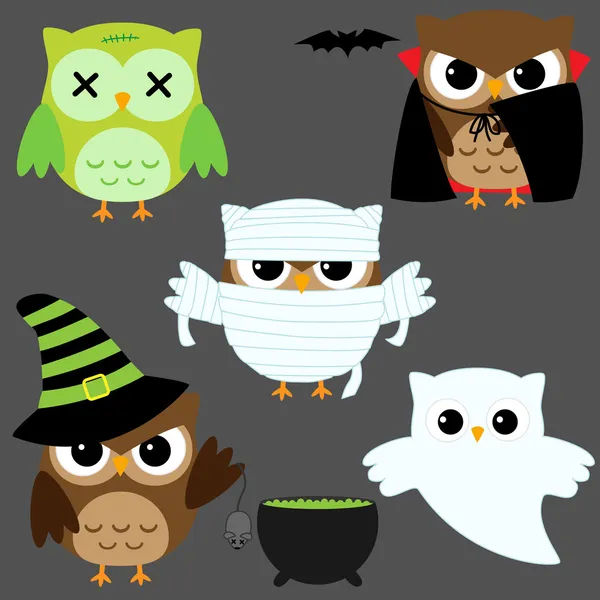 Hiboux d'Halloween — Image vectorielle