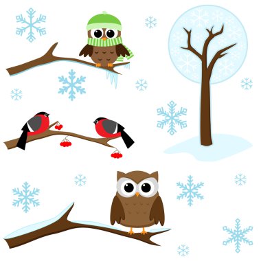 Set of winter elements clipart