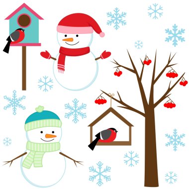 Set of winter elements clipart