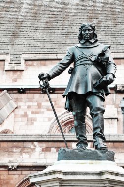 Statue of Oliver Cromwell in London, UK clipart