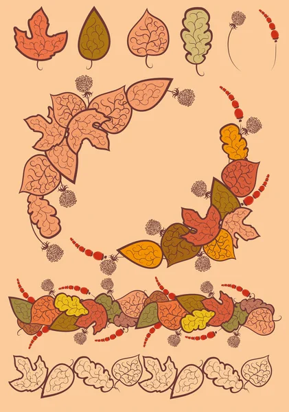 Set of autumn leaves decoration. — Stock Vector