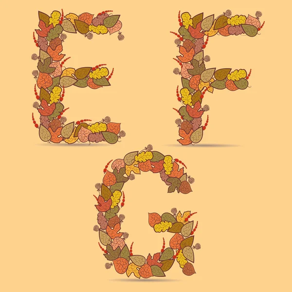 E, f, g vektör renkli yazı tipi. — Stok Vektör