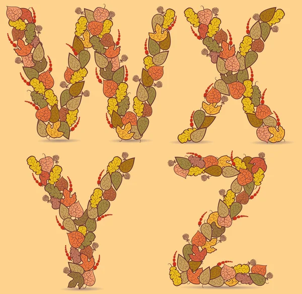 W, X, Y, Z Векторный цветной шрифт . — стоковый вектор