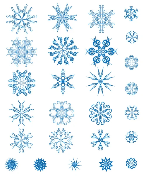 Set blauwe sneeuwvlokken — Stockvector