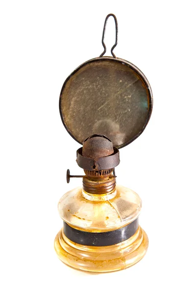Old oil lamp isolated on white — Stock Photo, Image