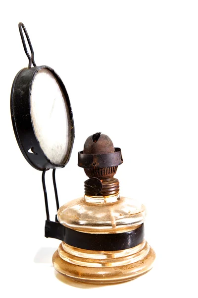 Lit Antique oil lamp — Stock Photo, Image