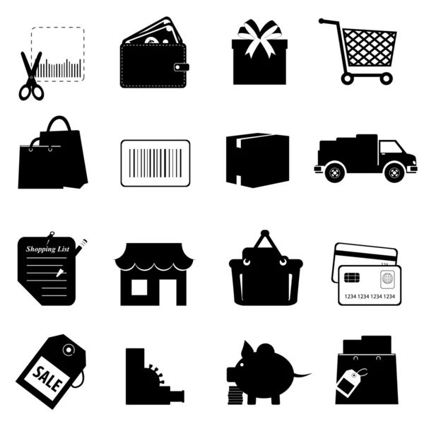 Zakupy zestaw ikon pokrewnych — Wektor stockowy