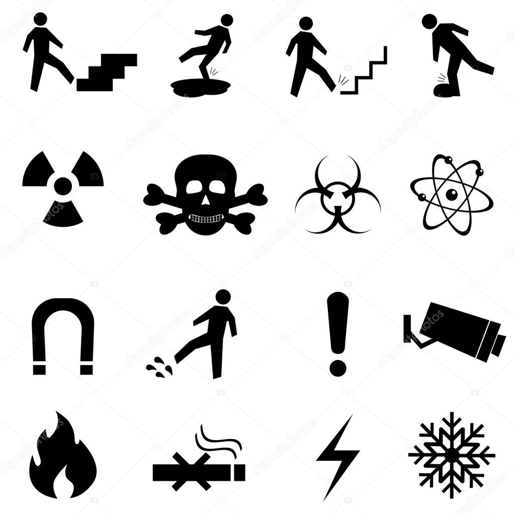 danger symbols black and white