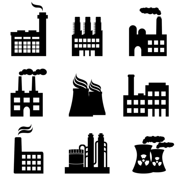 Edificios industriales, fábricas y centrales eléctricas — Vector de stock