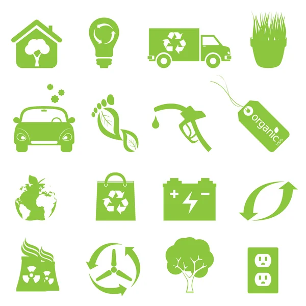 Conjunto de ícones de reciclagem e ambiente limpo — Vetor de Stock