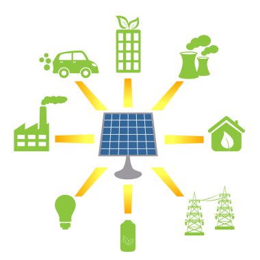 Solar panel generating alternative energy clipart