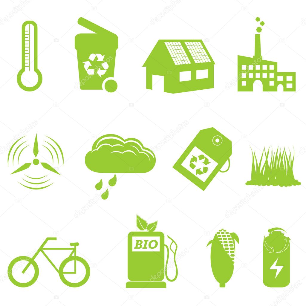 Eco and recycling icon set