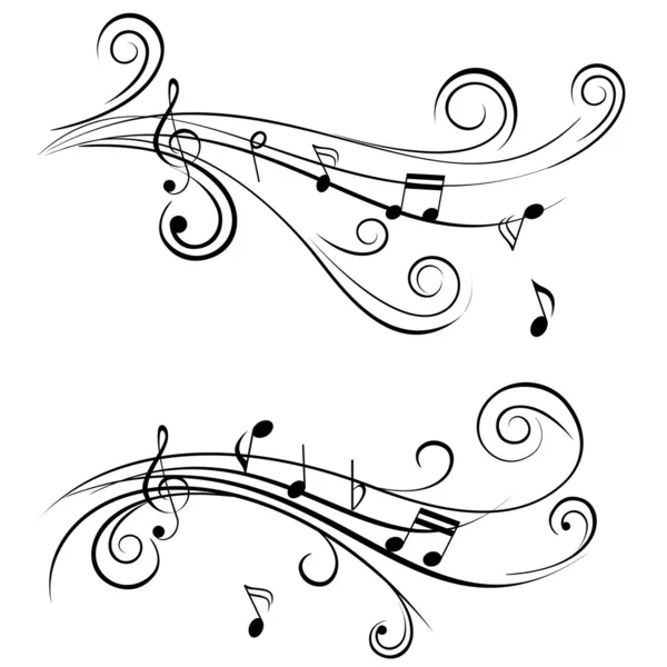 Notas musicales ornamentales — Vector de stock
