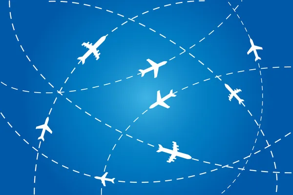 Avions naviguant dans les airs — Image vectorielle