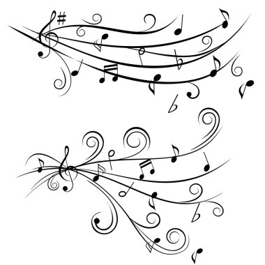 Music notes on staff clipart