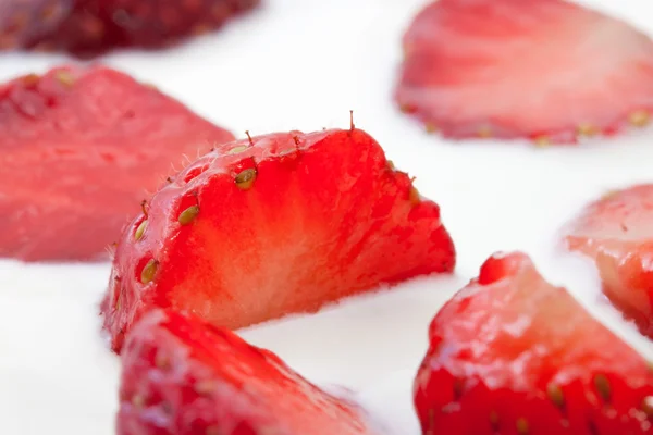 Strawberry in sour cream. — Stock Photo, Image