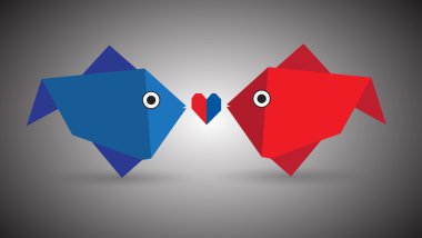 Vector Origami Couple Fish clipart