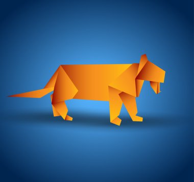 Vector Origami Tiger clipart